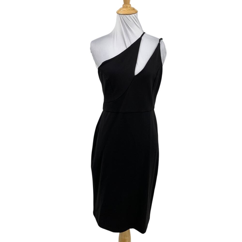 Chloe Kristyn Dress Womens M Medium Black Nicole Cutout One Shoulder Ponte Knit